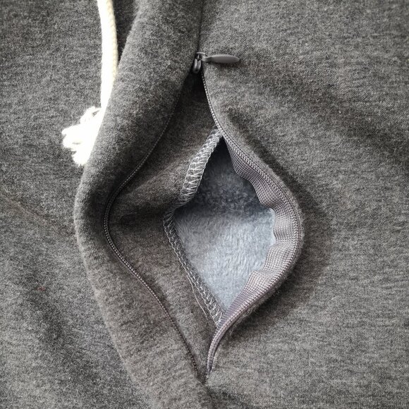 Bearsland Ladies Size Medium Grey Breastfeeding Faux Fur Lined Drawstring Hoodie - Picture 8 of 11